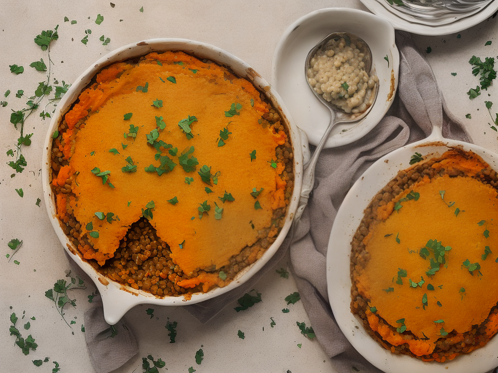 Lentil Shepherd’s Pie with Mashed Sweet Potatoes: A Comforting Meal