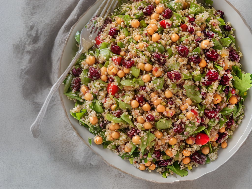 Quinoa and Chickpea Salad with Dried Cranberries and Maple Balsamic Dressing