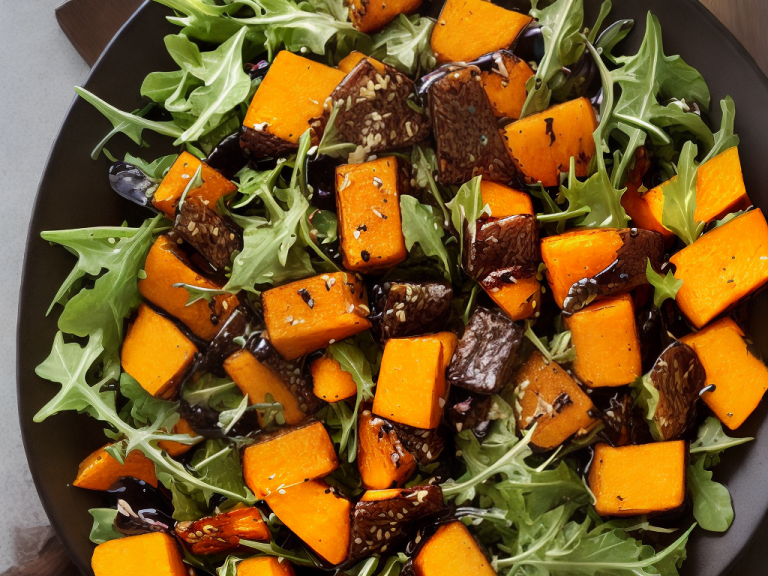 Roasted Butternut Squash Salad with Arugula and Balsamic Glaze One